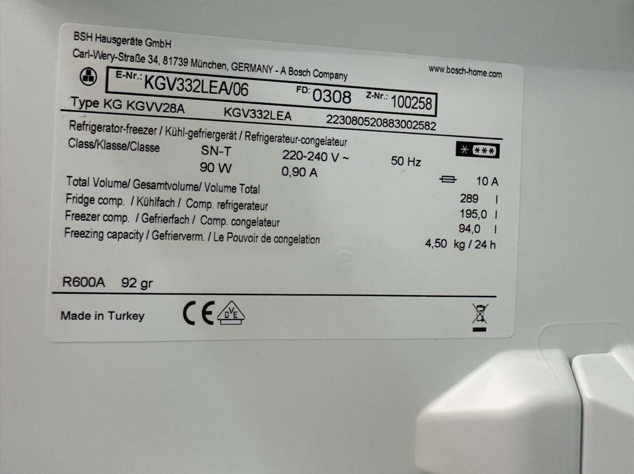 Bosch Kyl/Frys – 175 cm – Rostfri look – VitaFresh & BigBox begagnad - Bild 7