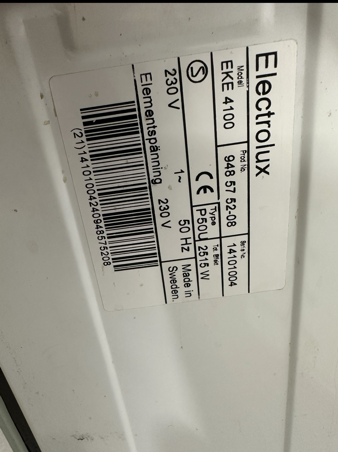 Electrolux spis 40 cm – 230V – Begagnad - Bild 8