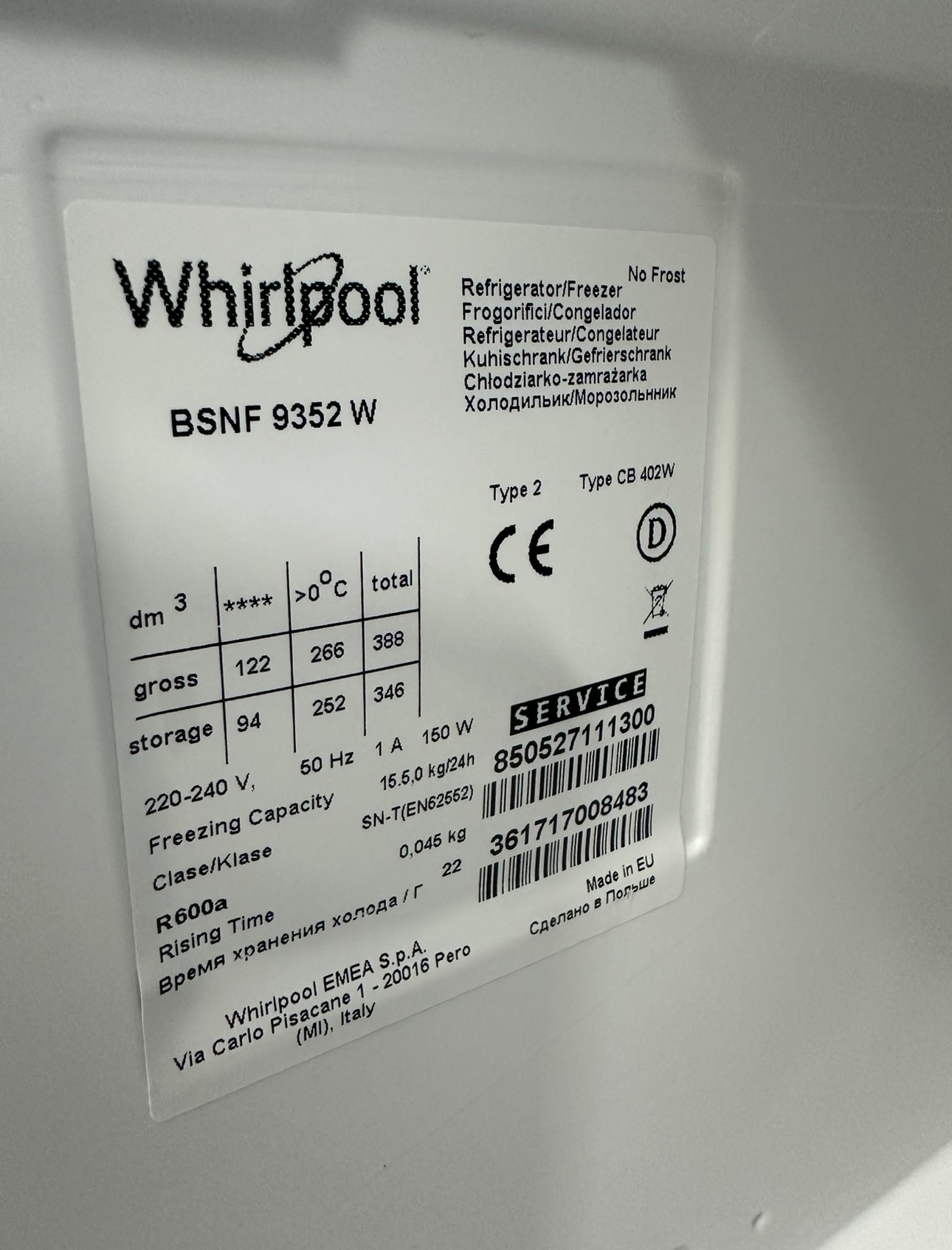 Whirlpool kyl/frys – No Frost – 200 cm - Bild 7