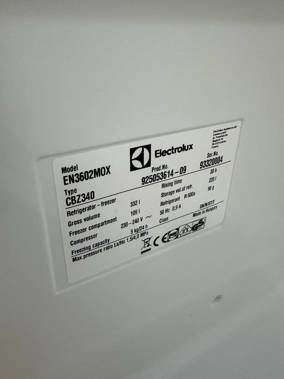 Begagnad Electrolux kyl/frys i rostfritt utförande säljes - Bild 6