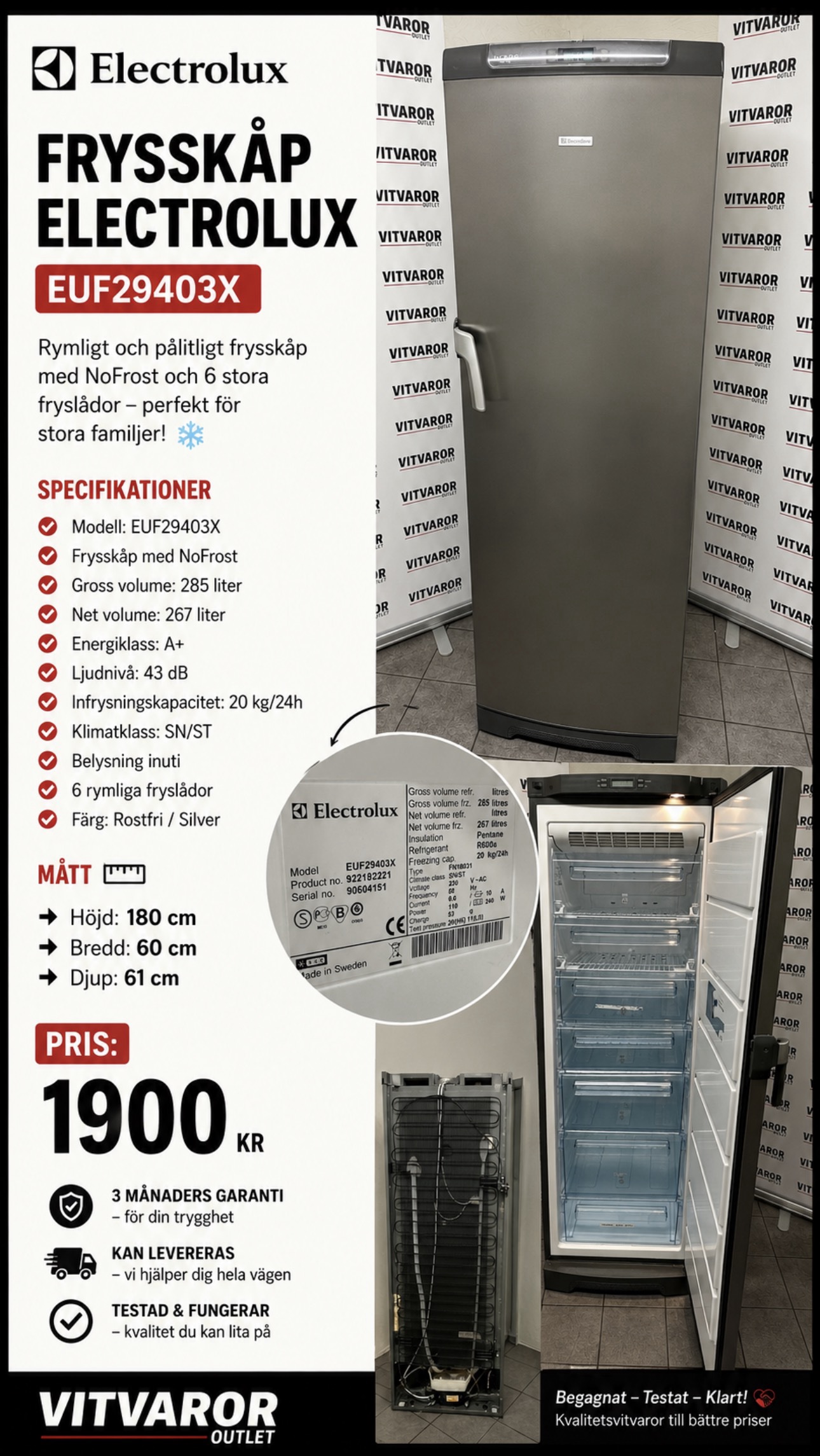 Electrolux frys 180 cm