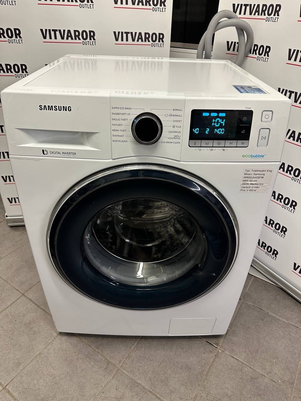 Samsung EcoBubble 8 kg Tvättmaskin – 1 900 kr