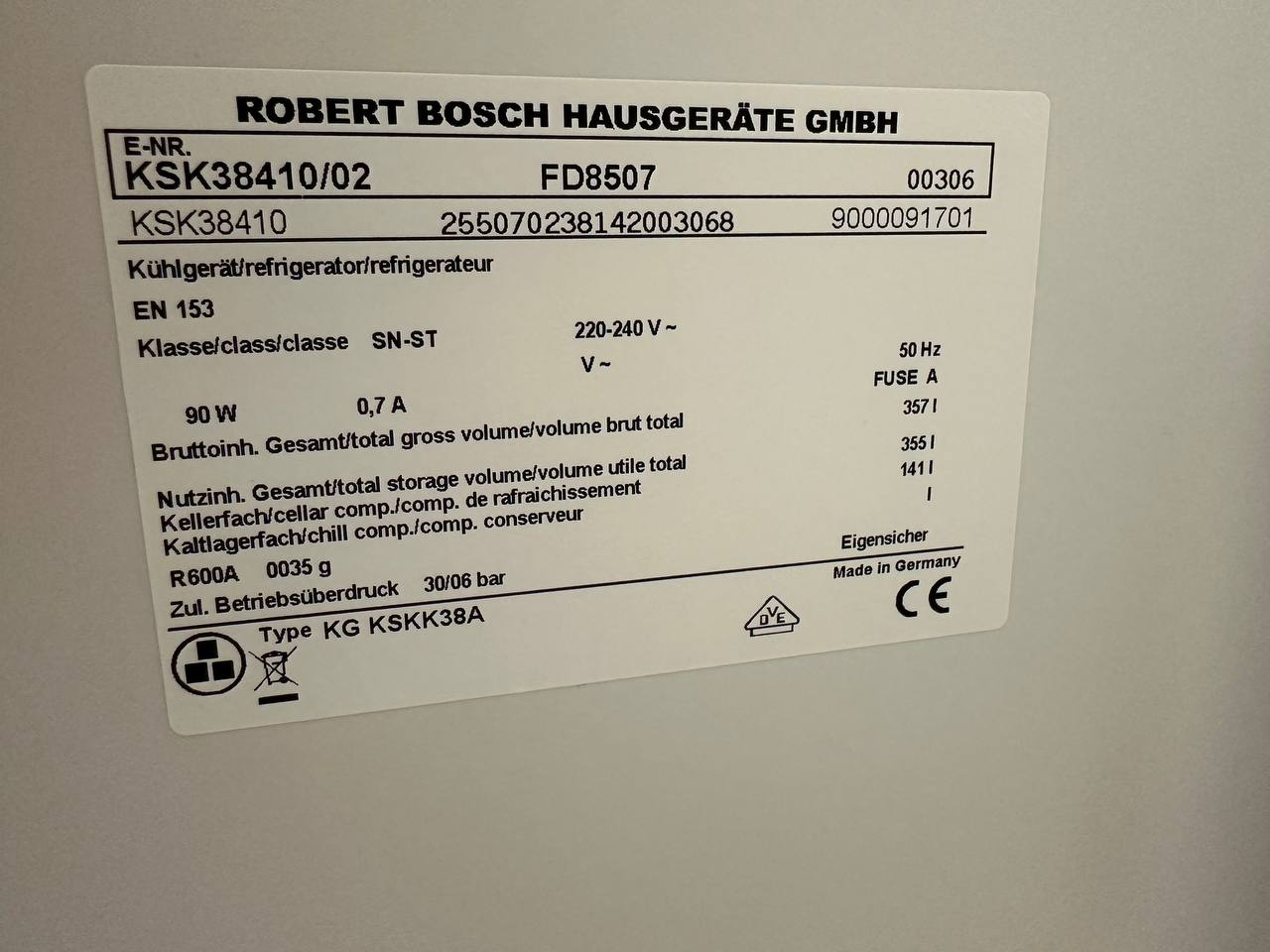 Bosch KSK38410/02 & GSD34410/01 Kyl och Frys – Vit - Bild 9