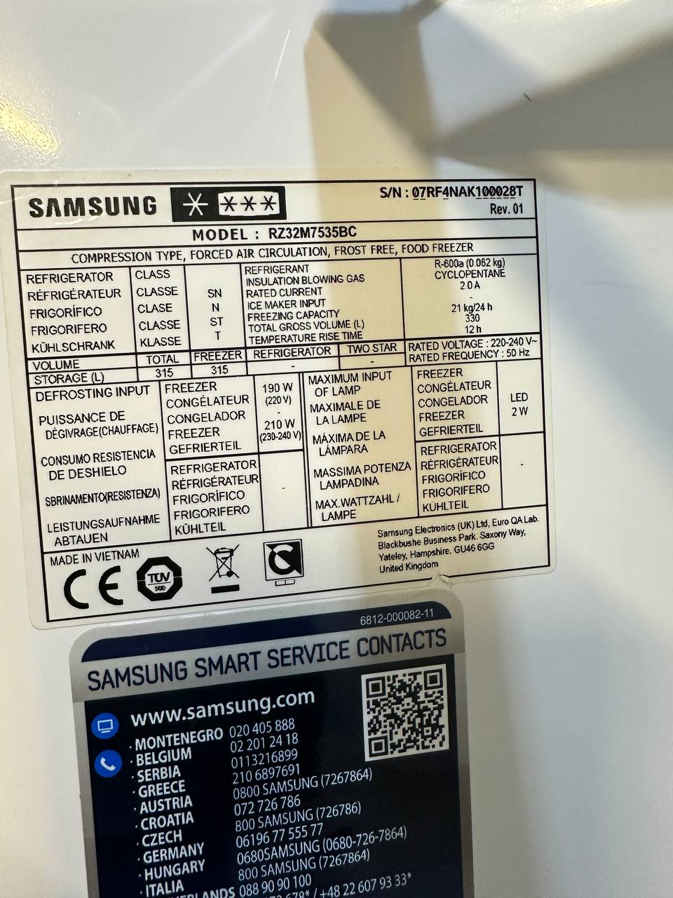 Begagnat Samsung RZ32M7535BC Frysskåp 315L No Frost Svart - Bild 9
