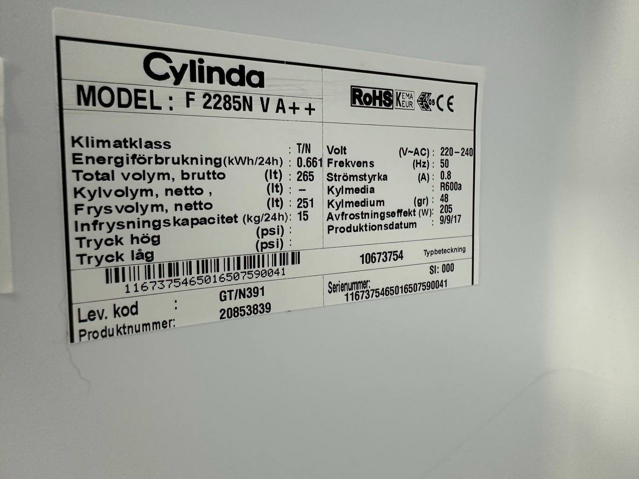 Cylinda kyl & frys – matchande par – vit - Bild 8