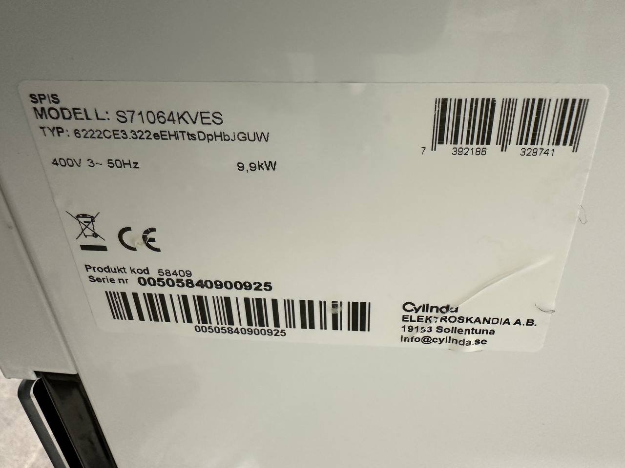 Cylinda S71064KVES Keramisk Spis med Varmluft - Bild 10