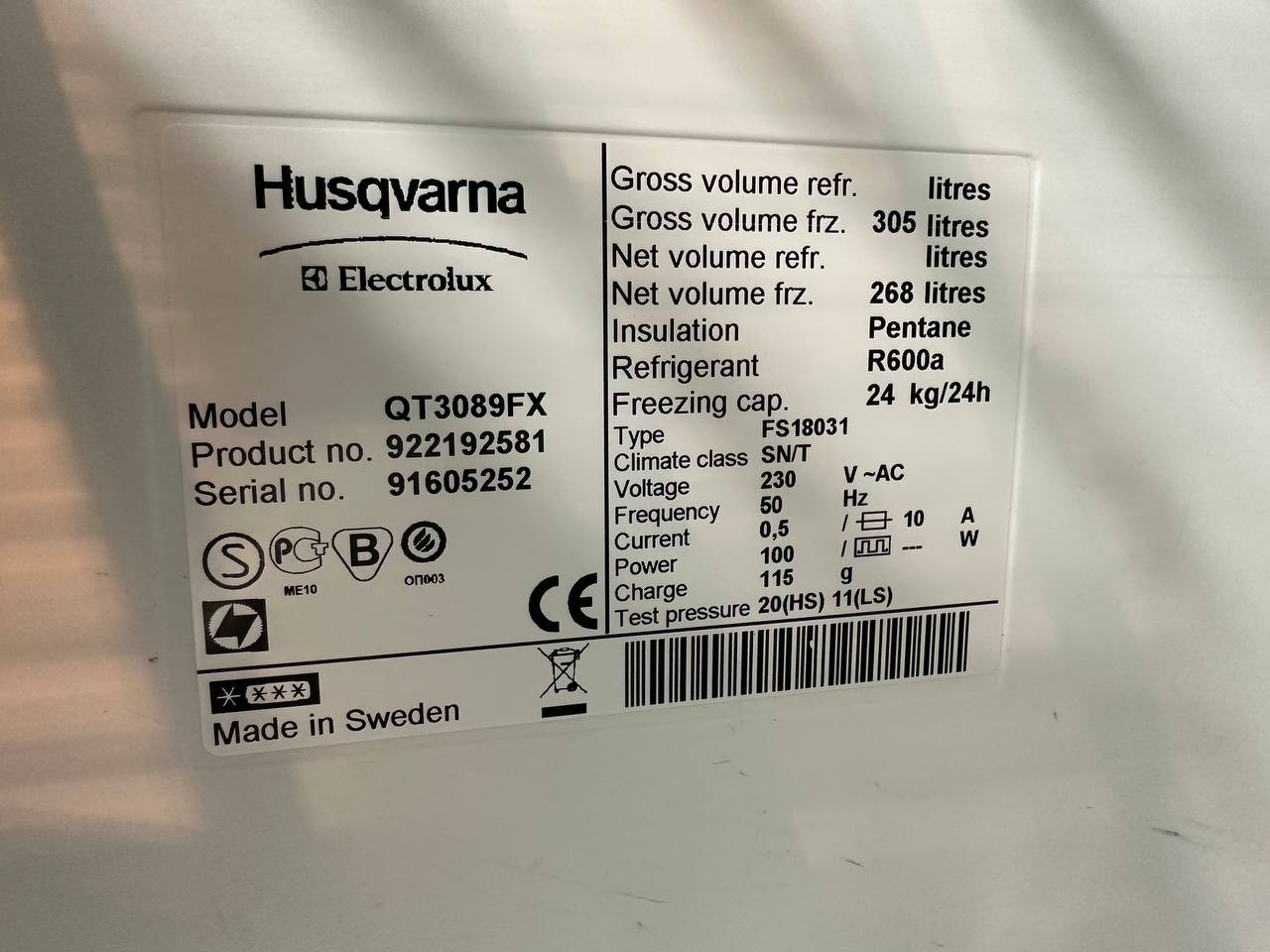 Husqvarna QT3089FX Rostfri Frys 268 L – 180 cm – Display – NoFrost - Bild 6
