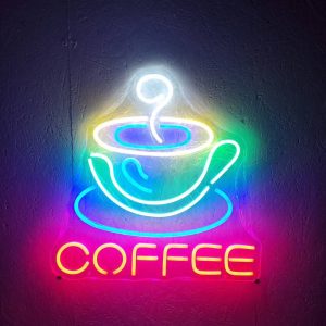 LED neonskylt Coffee 47 × 47 cm med kaffekopp