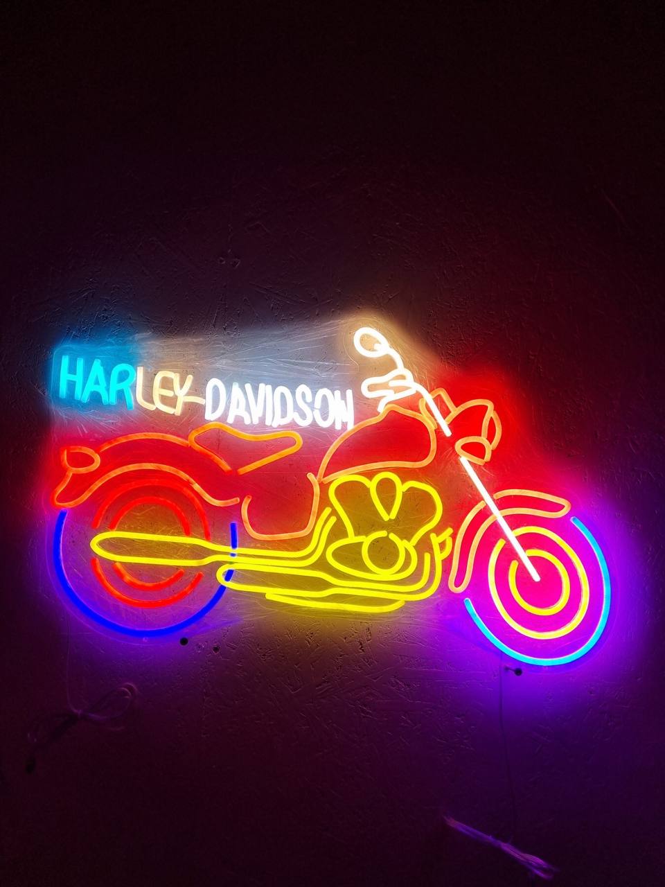LED neonskylt Harley-Davidson motorcykel 75 × 50 cm