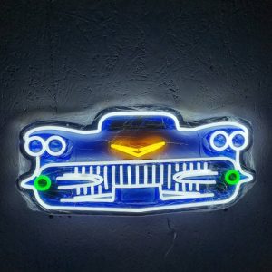 LED neonskylt Cadillac med klassisk amerikansk bilfront