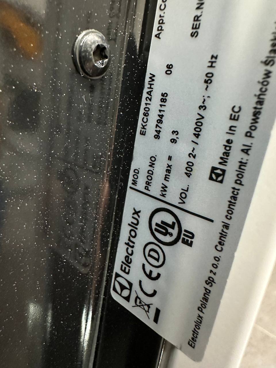 Electrolux EKC6012AHW modellskylt