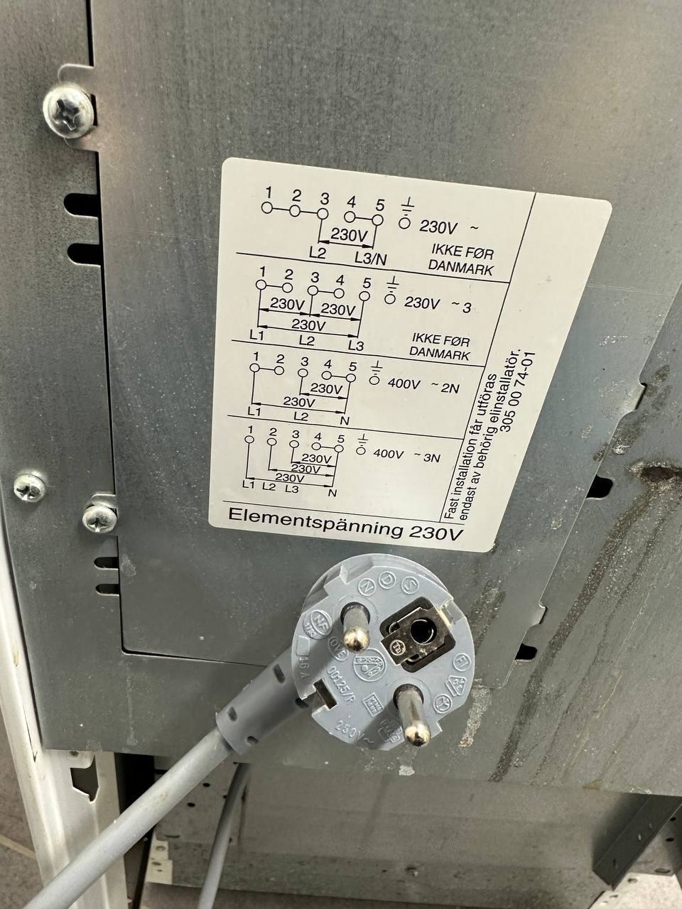Elektro Helios SN 4007 elektrisk anslutning 230 V